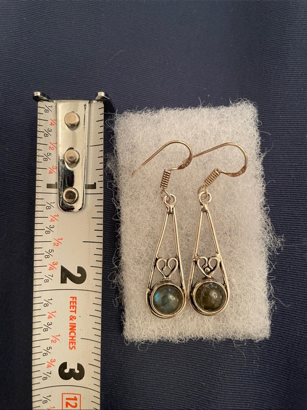 Sterling-silver 925 Labradorite Drop Earrings - Blue-Green